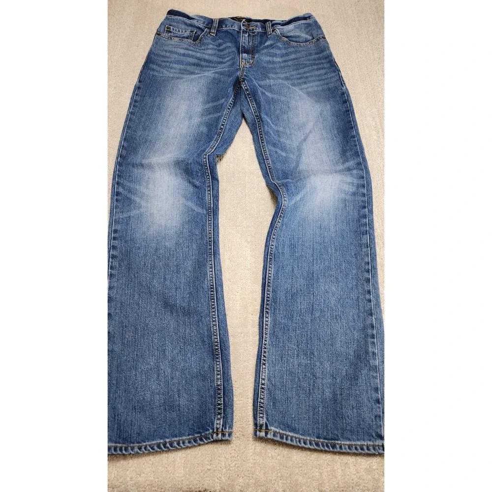 Banana Republic Jeans Men 32x33 *READ Straight Leg Denim‎ Whiskers Marble Washed